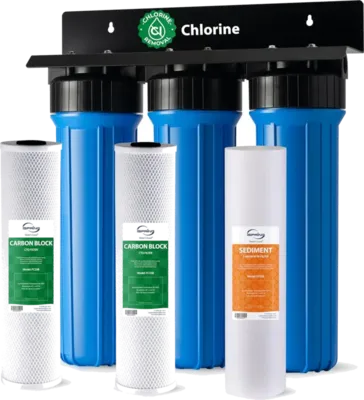 iSpring WGB32B 3-Stage Whole House Water Filter System (20 x 4.5 in, 1 in NPT)
